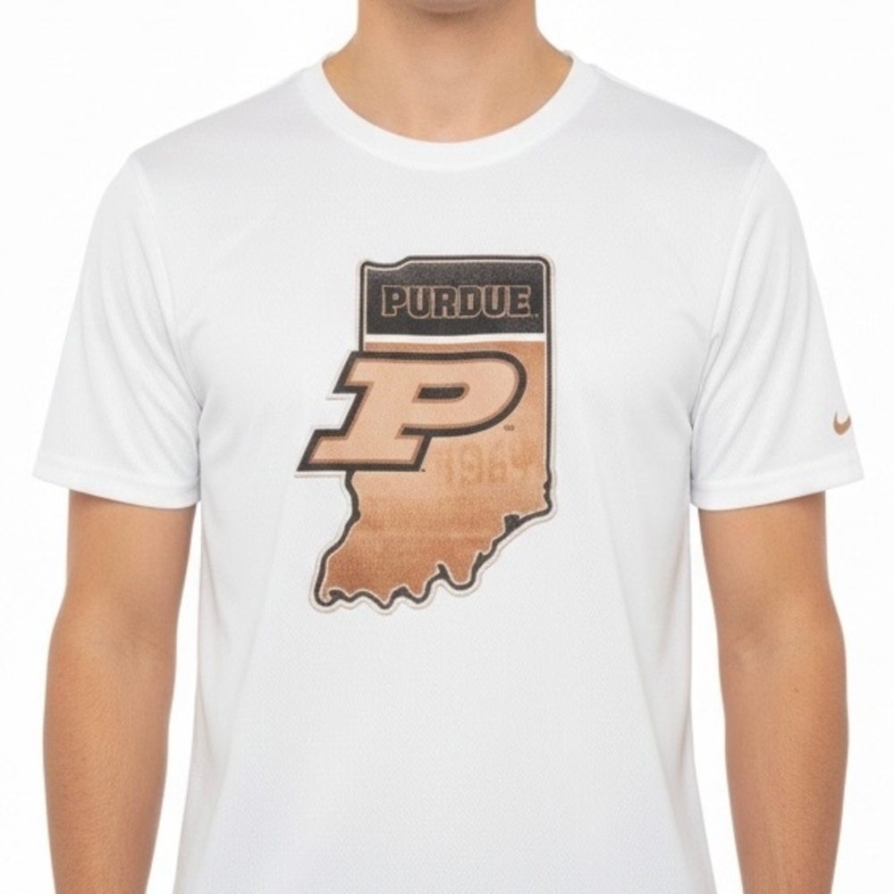 Nike White and Brown Purdue Men's Tee